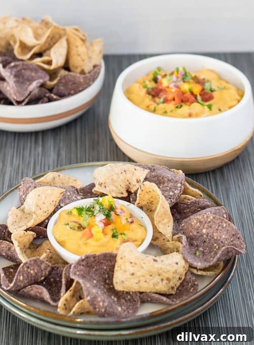 Touchdown Treats 15 Delicious and healthy vegan queso, a dairy-free option that's surprisingly flavorful for dipping.