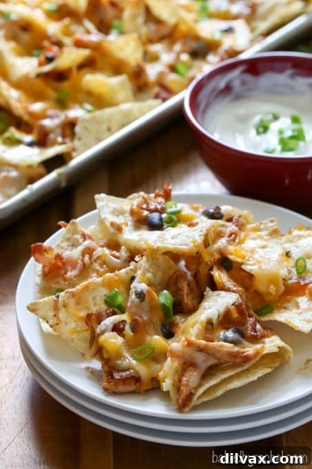 Touchdown Treats 16 Loaded barbecue chicken nachos, a hearty and flavorful dish perfect for sharing on game day.