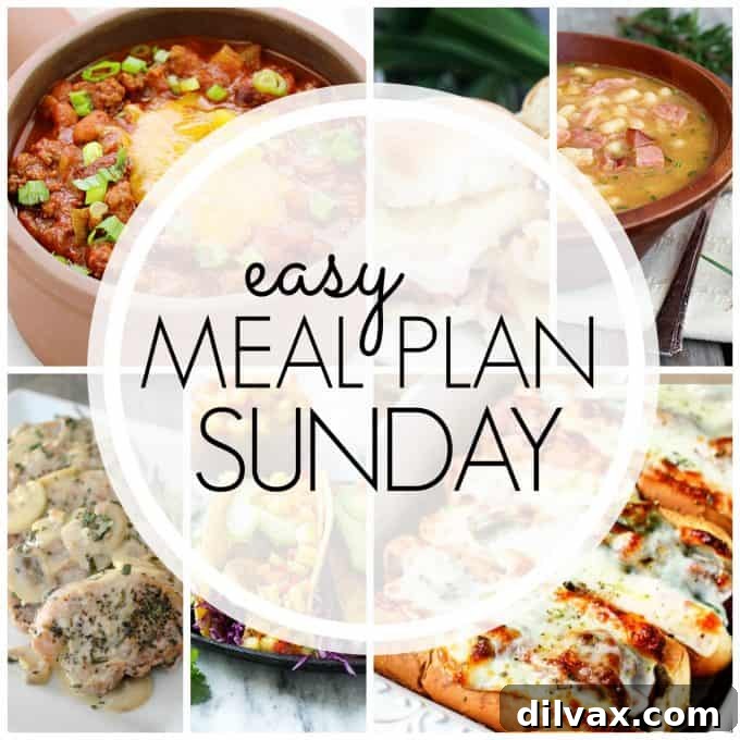 Sunday's Simplified Meal Planning Week 71 4 Easy Meal Plan Sunday Week 68 featuring six dinners, two desserts, and a breakfast recipe.