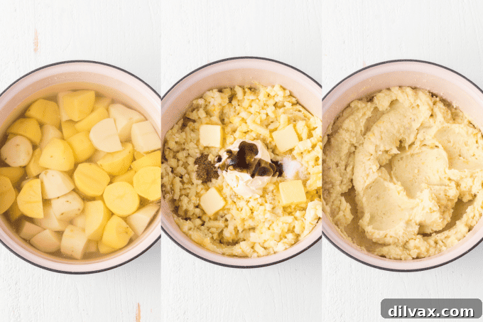 Vanilla-Kissed Mashed Potatoes 5 Process photos for Vanilla Mashed Potatoes