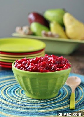 Ginger pear cranberry sauce, chunky and inviting.