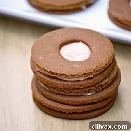 Cream-Filled Molasses Cookies with a creamy center