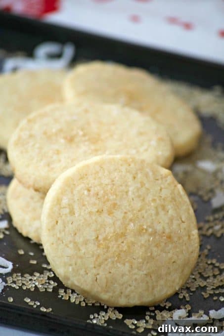 Jackie's Signature Vanilla Cut-Out Sugar Cookies 9 These Coconut Macadamia Sugar Cookies are buttery shortbread cookies with shredded coconut and macadamia nuts, evoking a tropical flavor.