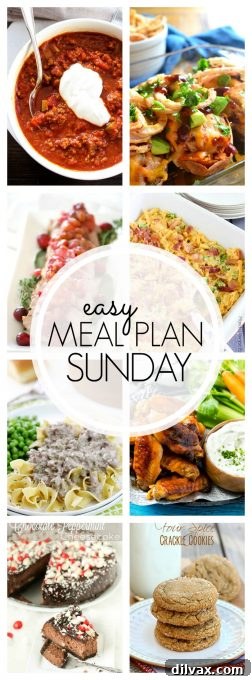 Easy Meal Plan Sunday Week 78 - six dinners, two desserts, and a breakfast recipe for stress-free meal planning.