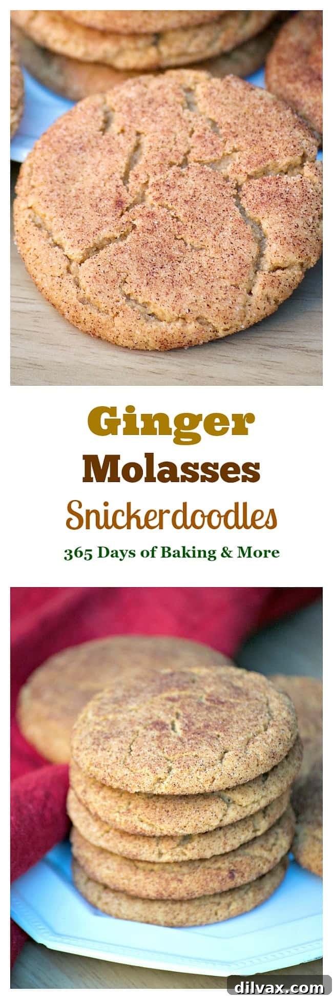 Gingerbread Snickerdoodle Twist 11 Ginger Molasses Snickerdoodles stacked high on a festive plate, inviting you to take a bite.