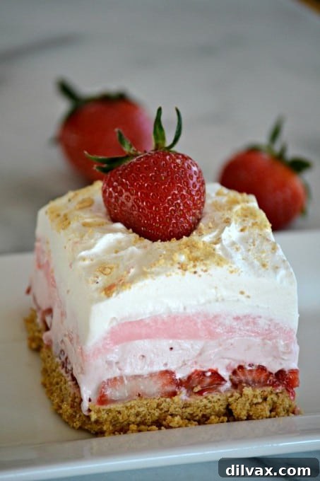 Readers Choice Top Ten 2016 5 These Strawberry Cheesecake Dream Bars are layers of graham crackers, fresh strawberries, creamy cheesecake filling, and a fluffy topping. It's the perfect NO-BAKE dessert for strawberry season!