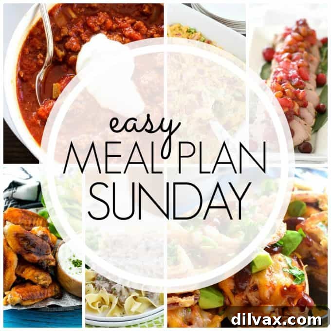 Easy Meal Plan Sunday Week 78 - a complete meal plan with six dinners, two desserts, and one breakfast to simplify your cooking.