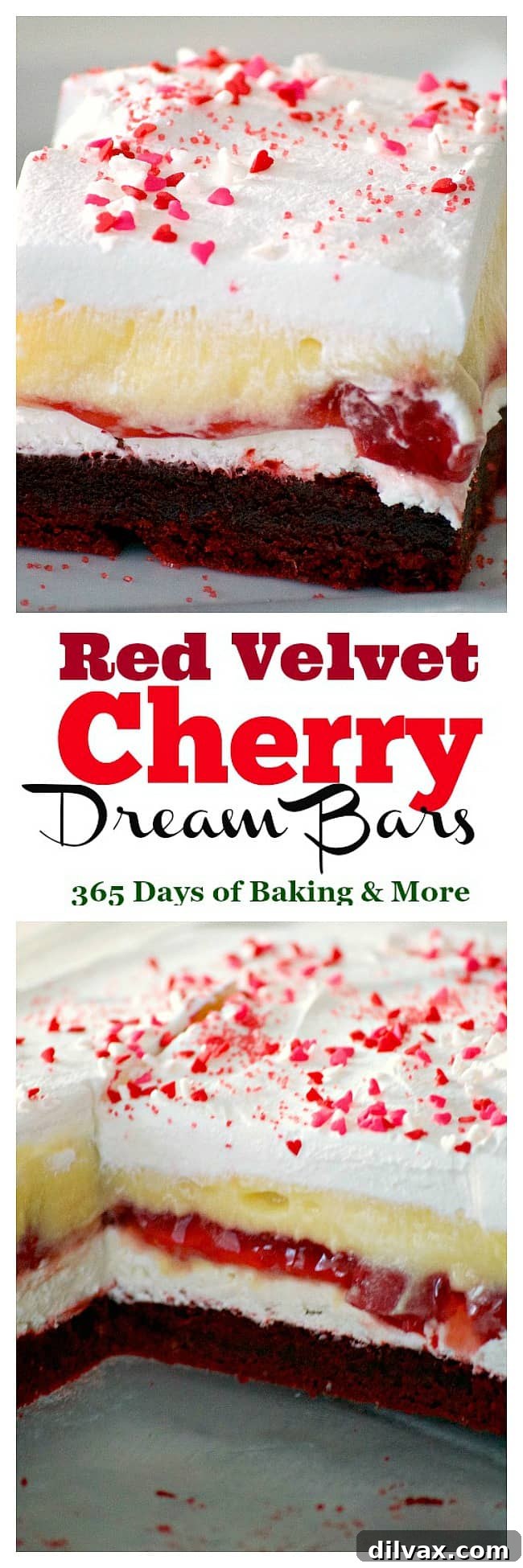 A final, mouth-watering image of Red Velvet Cherry Dream Bars, showing their decadent appeal.