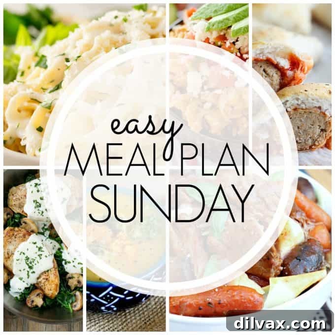 Sunday Supper Solutions: Week 83 5 Easy Meal Plan Sunday Week 81 banner featuring a balanced weekly menu with comforting dinners, sweet treats, and a satisfying breakfast option, ensuring varied family meals.