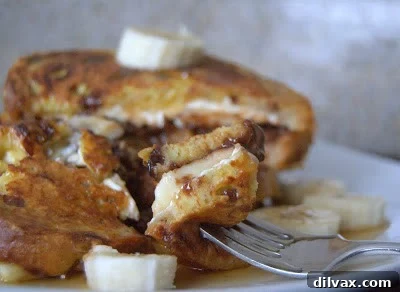Delicious Banana Nutella Stuffed French Toast, a sweet and hearty breakfast dish