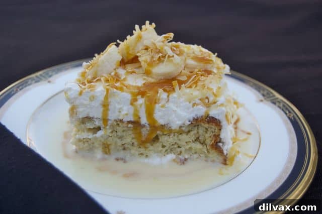 Sunshine Citrus Cake 9 An incredibly moist and delicious Banana Tres Leches Cake, soaked in three milks, infused with banana flavor, and topped with toasted coconut flakes and fresh banana slices.