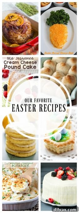 Easter Menu Inspiration: A Blogger's Choice A smaller collage of Easter dessert and savory ideas, perfect for holiday meal planning inspiration and springtime celebrations.
