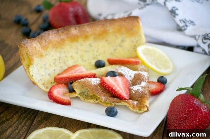 A collection of delicious breakfast items, including more Lemon Poppy Seed Dutch Baby variations and other sweet treats.