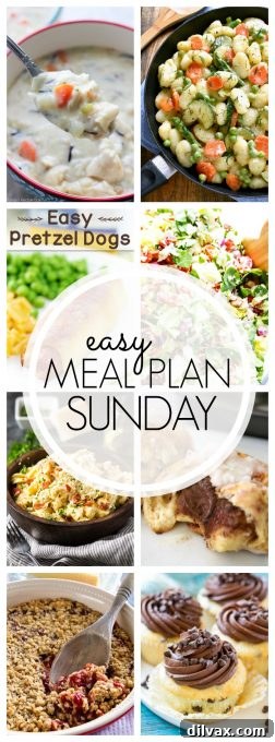 Make meal planning a breeze with Easy Meal Plan Sunday Week 93: six savory dinners, two sweet desserts, and a delightful breakfast to inspire your culinary creations and free up your precious time. Seamlessly plan your week with Easy Meal Plan Sunday Week 93, providing six dinner recipes, two delicious desserts, and a breakfast idea, simplifying your kitchen routine and bringing joy to your table.