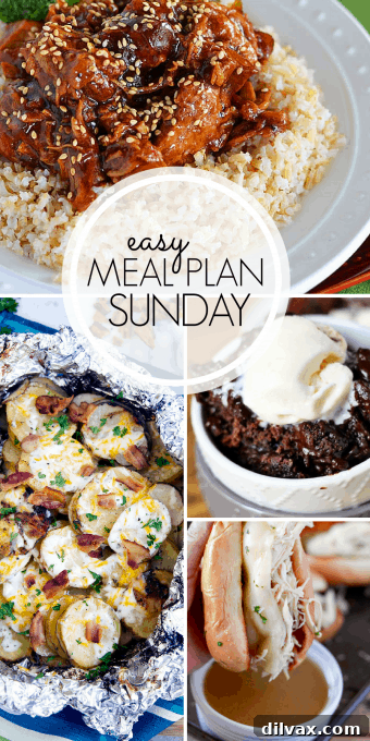 Sunday Meal Planning: Easy Weekly Solutions 3 Pinterest graphic for Easy Meal Plan Sunday Week 99, featuring a variety of dinner, dessert, breakfast, and healthy meal options for weekly planning convenience.