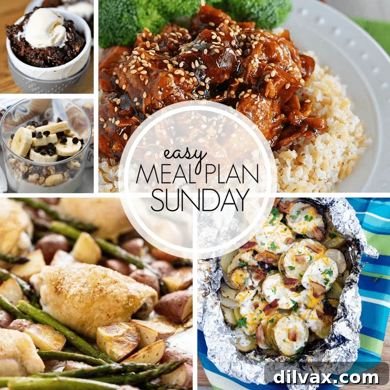 Effortless Sunday Meal Planning 6 With Easy Meal Plan Sunday Week 99 - six dinners, two desserts, a breakfast and a healthy menu option will help get the week's meal planning done quickly!