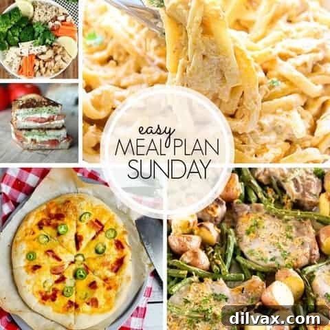 Easy Meal Plan Sunday Week 103 - Simplify your cooking with delicious, easy-to-follow recipes for every meal. Easy Meal Plan Sunday Week 103 offers six dinners, two desserts, a hearty breakfast, and a healthy menu option to simplify your week's cooking and planning.