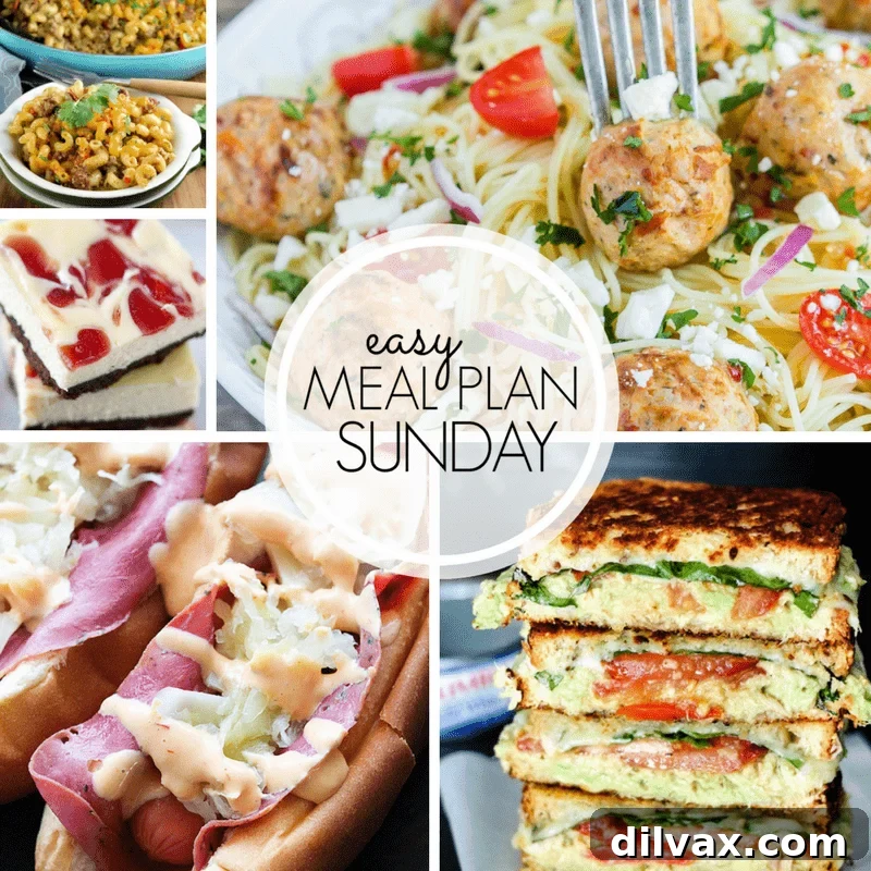 Sunday's Simple Meal Plan Week 103 3 Easy Meal Plan Sunday Week 101 provides a fresh set of six dinners, two desserts, a breakfast, and a healthy menu option to help you plan your meals with ease.