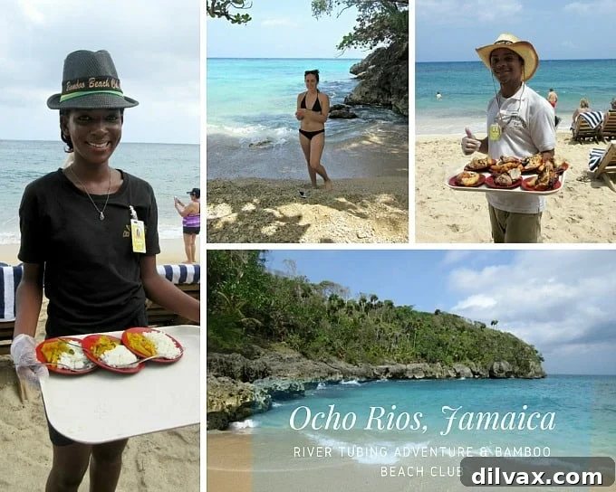 Enjoying a relaxing river tubing adventure and the vibrant Bamboo Beach Club in Ocho Rios, Jamaica, a perfect end to our Panama Canal Cruise.