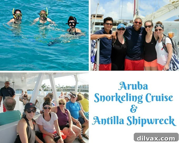 Snorkeling at the Antilla Shipwreck in Aruba during our Panama Canal Cruise excursion, surrounded by vibrant marine life and history.