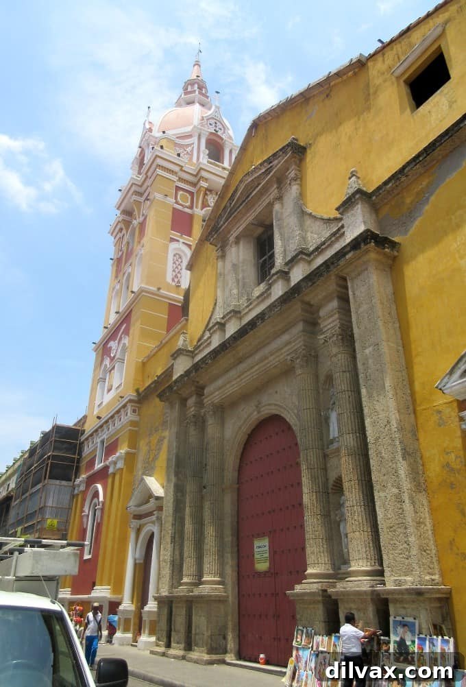 The striking contrast between Cartagena's historic Old City and its modern skyline, a view from our Panama Canal Cruise excursion.