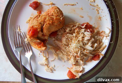 Slow Cooker Zesty Taco Chicken 5 Cooked chicken in slow cooker before shredding