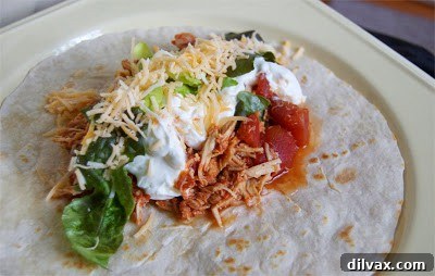 Slow Cooker Zesty Taco Chicken 7 Finished crockpot taco chicken ready to serve