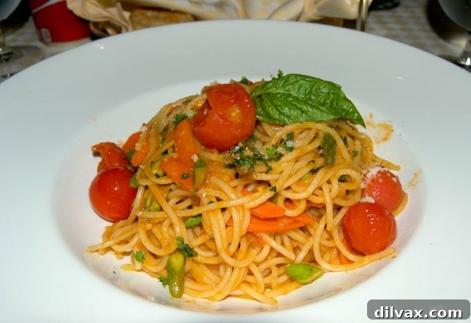 Sabatini's offers delectable vegetarian options like the Pasta Primavera, a fresh and flavorful choice on the Coral Princess Italian menu.