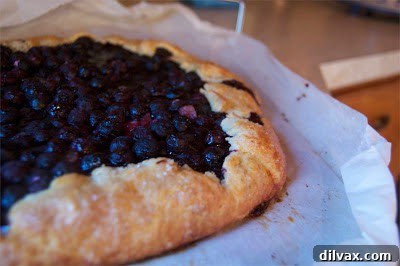 Rustic Blueberry Ginger Galette 11 The Blueberry Ginger Galette cooling on a wire rack after baking.