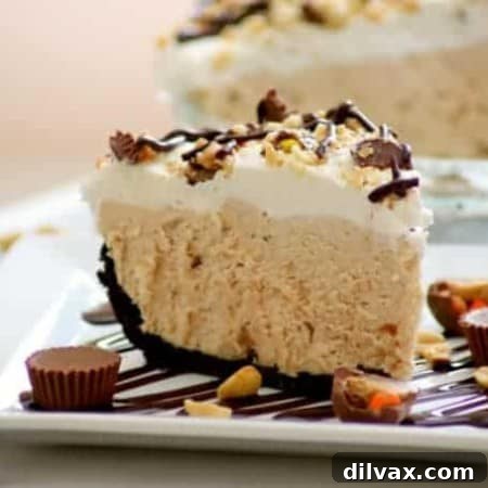 This No-Bake Peanut Butter Pie with an Oreo crust, peanut butter filling, and fresh whipped cream is the perfect choice for game night or any night!