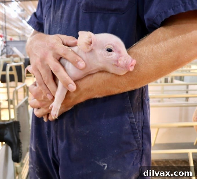 Swine Deep Dive 10 A close-up of a healthy piglet, symbolizing the dedication to animal care on modern pig farms.