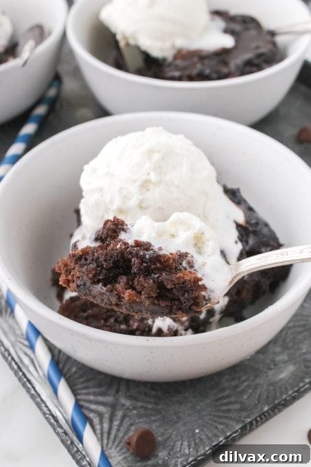 Decadent Peanut Butter Chocolate Pudding Cake 11 A delectable bite of slow cooker pudding cake