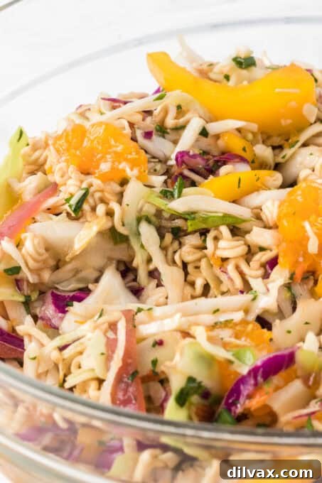 Coleslaw, dry ramen noodles, mandarin oranges and chicken tossed in a sesame ginger dressing for a Chinese Chicken Salad.
