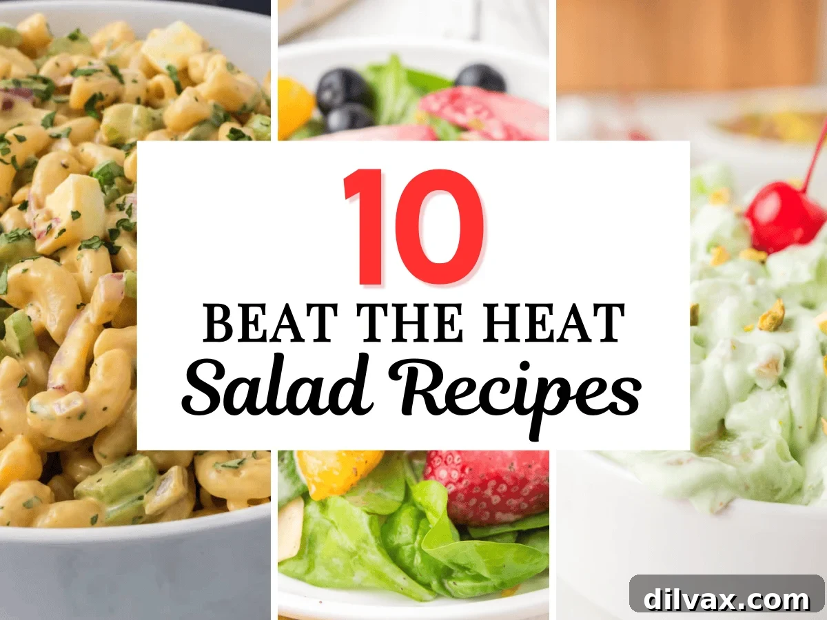 A three photo collage of summer salad recipes. 
