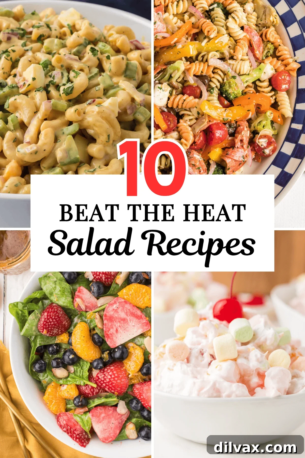 A collage of 4 photos for a summer recipe collection.
