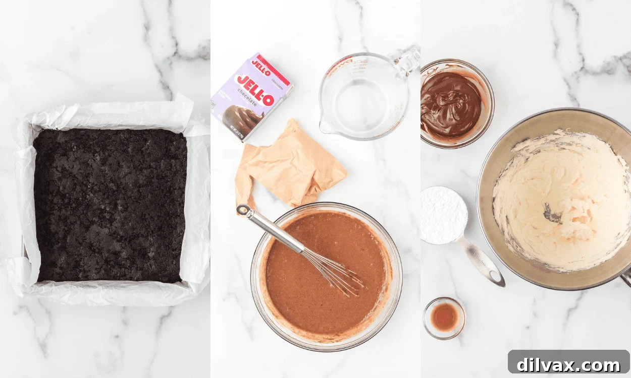 First set of process photos for Death By Chocolate Dream Bars.